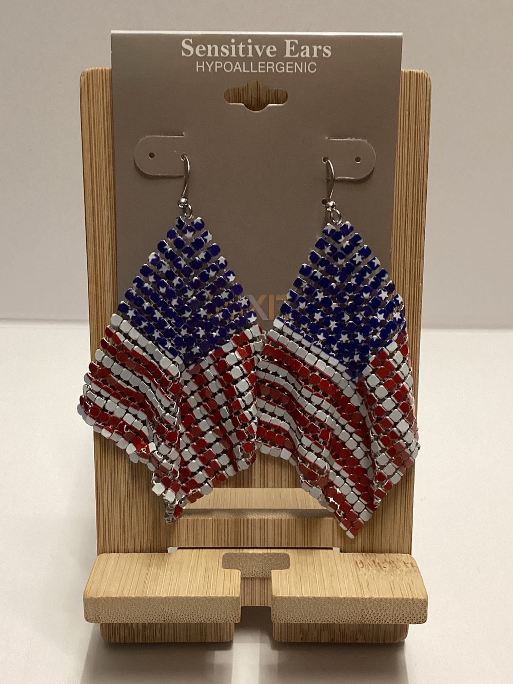 Mixit Red White Blue Flag Dangle Earrings